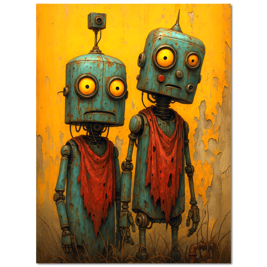 Roboter-Paare in der Dämmerung
